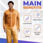 Orange Disposable Coveralls for Men & Women, 5-Pack