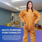 Orange Disposable Coveralls for Men & Women, 5-Pack