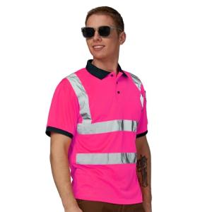 High Visibility Pink Safety Polo Shirt for Women
