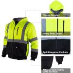 Men's High Visibility Reflective Safety Hoodie Jacket