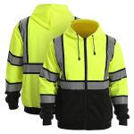Hi-Vis Hoodie with Zipper and Reflective Trim