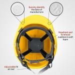 10 Pack Yellow Construction Hard Hats - Adjustable Fit