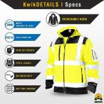 KwikSafety Galaxy SoftShell Reflective Jacket - Hi Viz