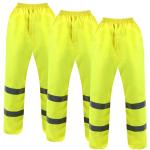 Jeere 3 Pack Hi Vis Rain Pants Waterproof Reflective Work Pants High Visibility Yellow 150D Heavy Duty Construction Rain Gear(L)