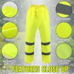 Jeere 3 Pack Hi Vis Rain Pants Waterproof Reflective Work Pants High Visibility Yellow 150D Heavy Duty Construction Rain Gear(L)
