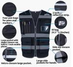Hi-Vis Reflective Safety Vest with 8 Pockets