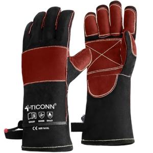 TICONN 16" Heat-Resistant Welding Gloves - Black/Red