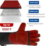 TICONN 16" Heat-Resistant Welding Gloves - Black/Red