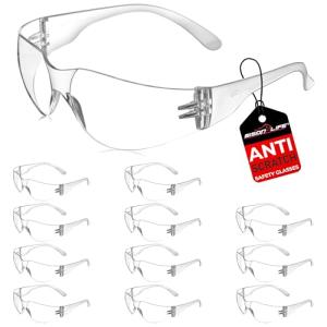 BISON LIFE Clear Polycarbonate Safety Glasses - 12 Pack