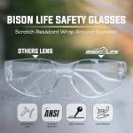 BISON LIFE Clear Polycarbonate Safety Glasses - 12 Pack