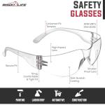 BISON LIFE Clear Polycarbonate Safety Glasses - 12 Pack