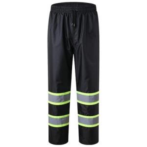 Hi-Vis Waterproof Rain Pants with Reflective Strips