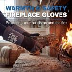 Heat Resistant Fireplace Gloves - Dark Grey 16