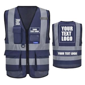 Custom Logo High Visibility Navy Safety Vest