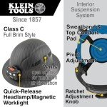 Klein Tools Vented Full Brim Hard Hat with Lamp