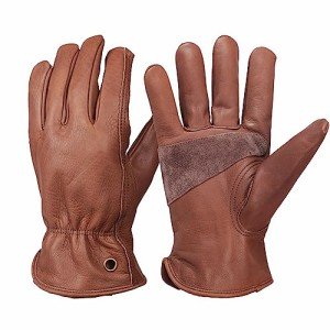 Brown Leather Work Gloves for Outdoor Tasks