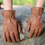 Brown Leather Work Gloves for Outdoor Tasks