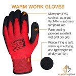 Red PVC Palm Winter Gloves - Size Medium