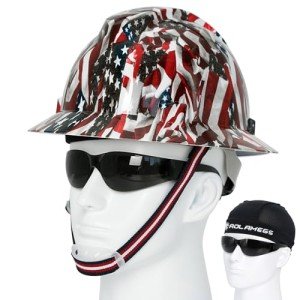 USA Flag Pattern Hard Hat with Liner & Visor