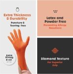Heavy-Duty Orange Nitrile Gloves - 100 Count