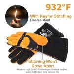 TOPDC 16-Inch Leather Welding Gloves for Safety