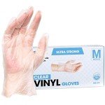 Clear Disposable Vinyl Gloves - Medium, 100-Count