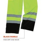 Ergodyne Hi-Vis Rain Pants, Black Bottom, Large