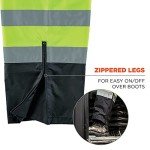 Ergodyne Hi-Vis Rain Pants, Black Bottom, Large