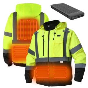 Heated Waterproof Hi-Vis Jacket with Detachable Hood