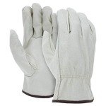 Durable Cowhide Leather Work Gloves - 12 Pairs