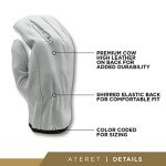 Durable Cowhide Leather Work Gloves - 12 Pairs