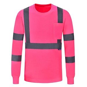 Pink Hi-Vis Long Sleeve Safety Shirt (Medium)