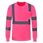 Pink Hi-Vis Long Sleeve Safety Shirt (Medium)