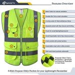 Hi-Vis Safety Vest with 9 Pockets, ANSI Compliant