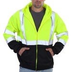 Hi-Vis Safety Hoodie with Zipper, Men's XL