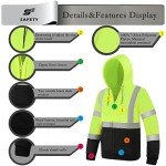 Hi-Vis Safety Hoodie with Zipper, Men's XL