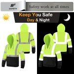 Hi-Vis Safety Hoodie with Zipper, Men's XL