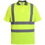Hi-Vis Reflective Safety Polo Shirt, Yellow, L