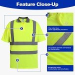 Hi-Vis Reflective Safety Polo Shirt, Yellow, L