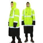 Hi-Vis Waterproof Rain Jacket with Reflective Strips