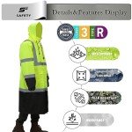 Hi-Vis Waterproof Rain Jacket with Reflective Strips