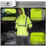 Hi-Vis Waterproof Rain Jacket with Reflective Strips
