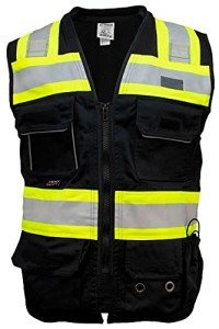 Premium Black Safety Vest with Reflective Stripes