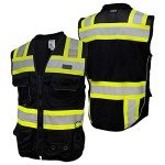Premium Black Safety Vest with Reflective Stripes