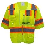 Hi-Viz Reflective Safety Vest with Pockets (Lime)