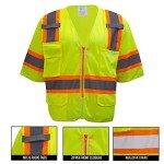 Hi-Viz Reflective Safety Vest with Pockets (Lime)