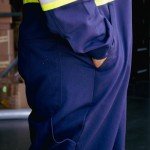 Navy Blue Flame Resistant Hi-Vis Coverall, Large