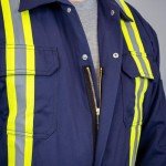 Navy Blue Flame Resistant Hi-Vis Coverall, Large