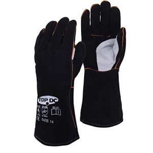 TOPDC 14-Inch 1500°F Leather Welding Gloves