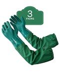 Extra-Long Chemical Resistant Rubber Gloves - 3 Pairs